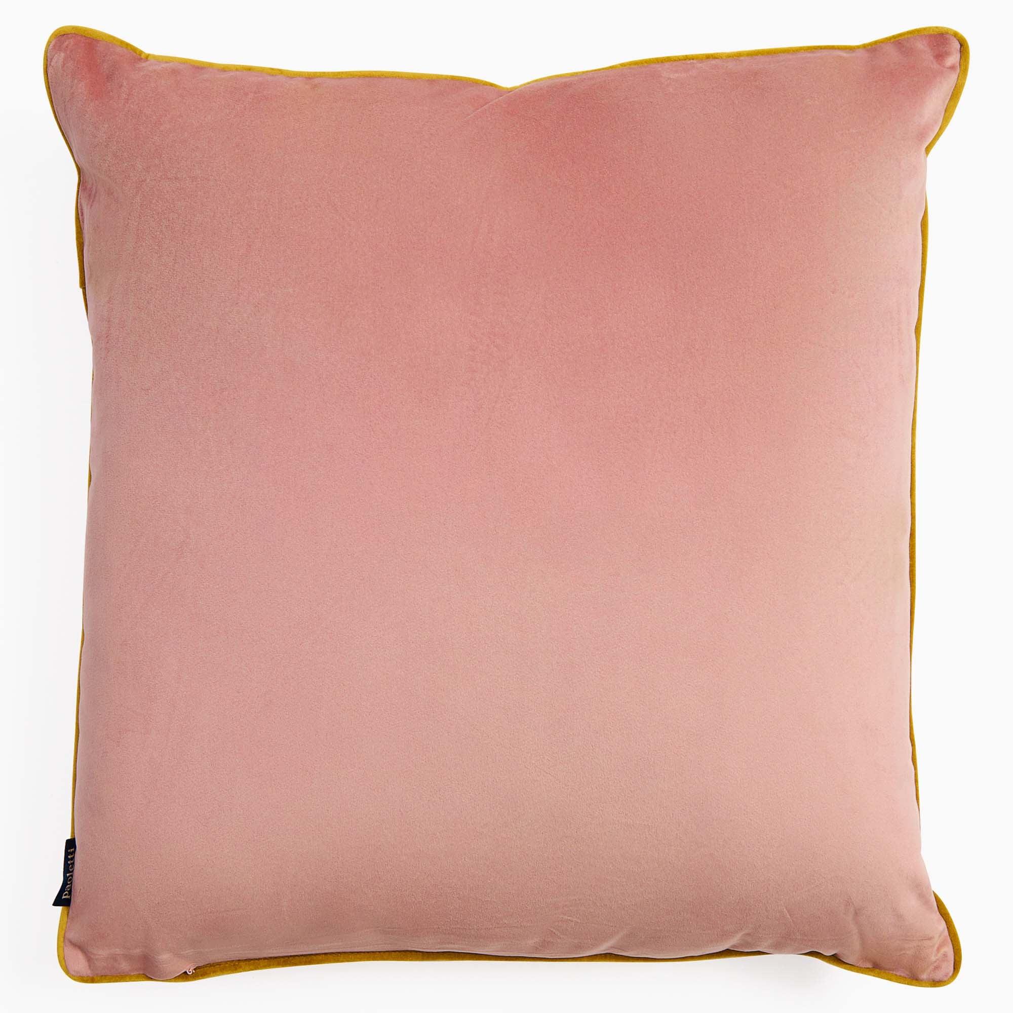Meridian Velvet Pink And Gold Square Cushion - DISC Meridian Velvet Piped 55CM x55CM Cushion Blsh/Gold Accessories Sterling Home 2