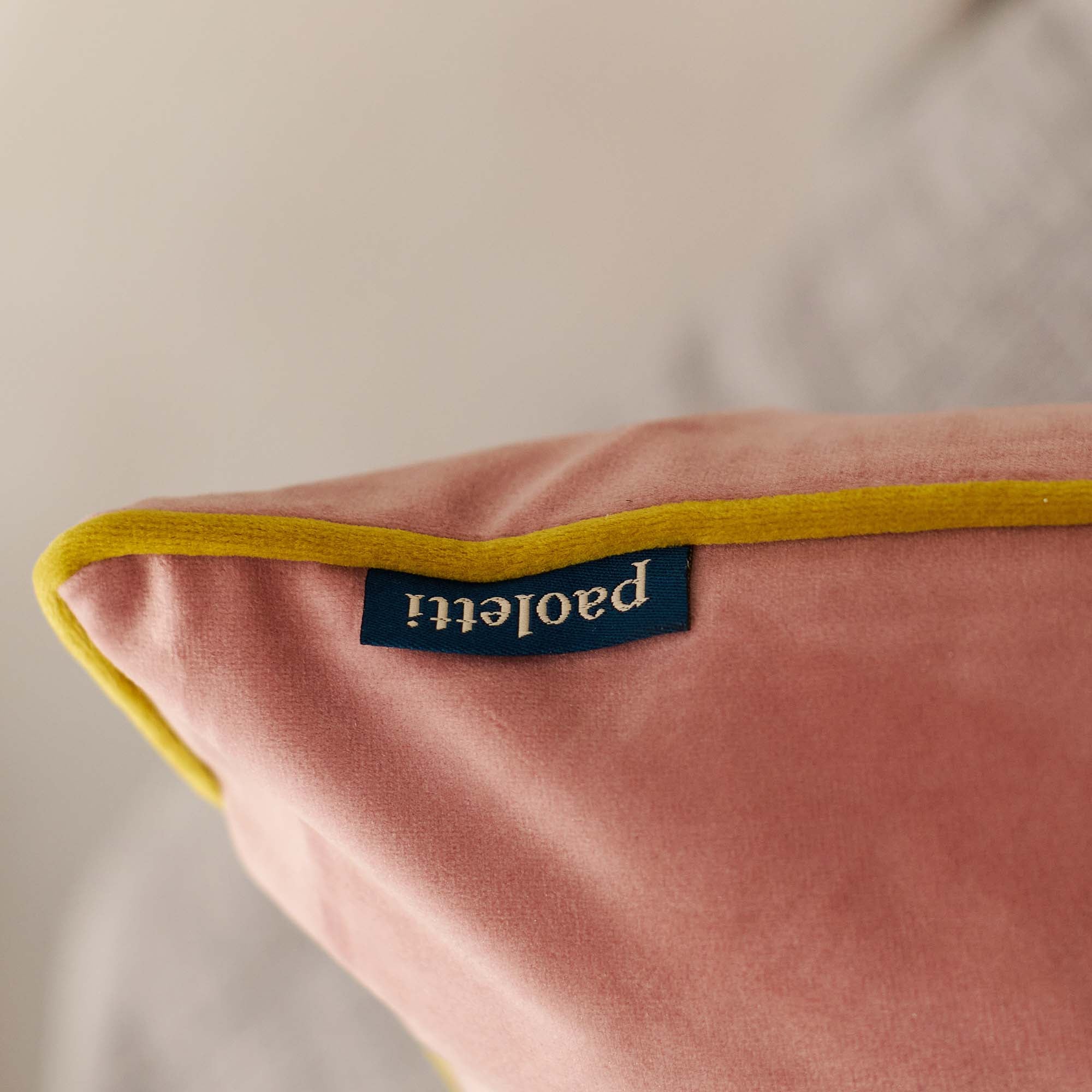 Meridian Velvet Pink And Gold Square Cushion - DISC Meridian Velvet Piped 55CM x55CM Cushion Blsh/Gold Accessories Sterling Home 4