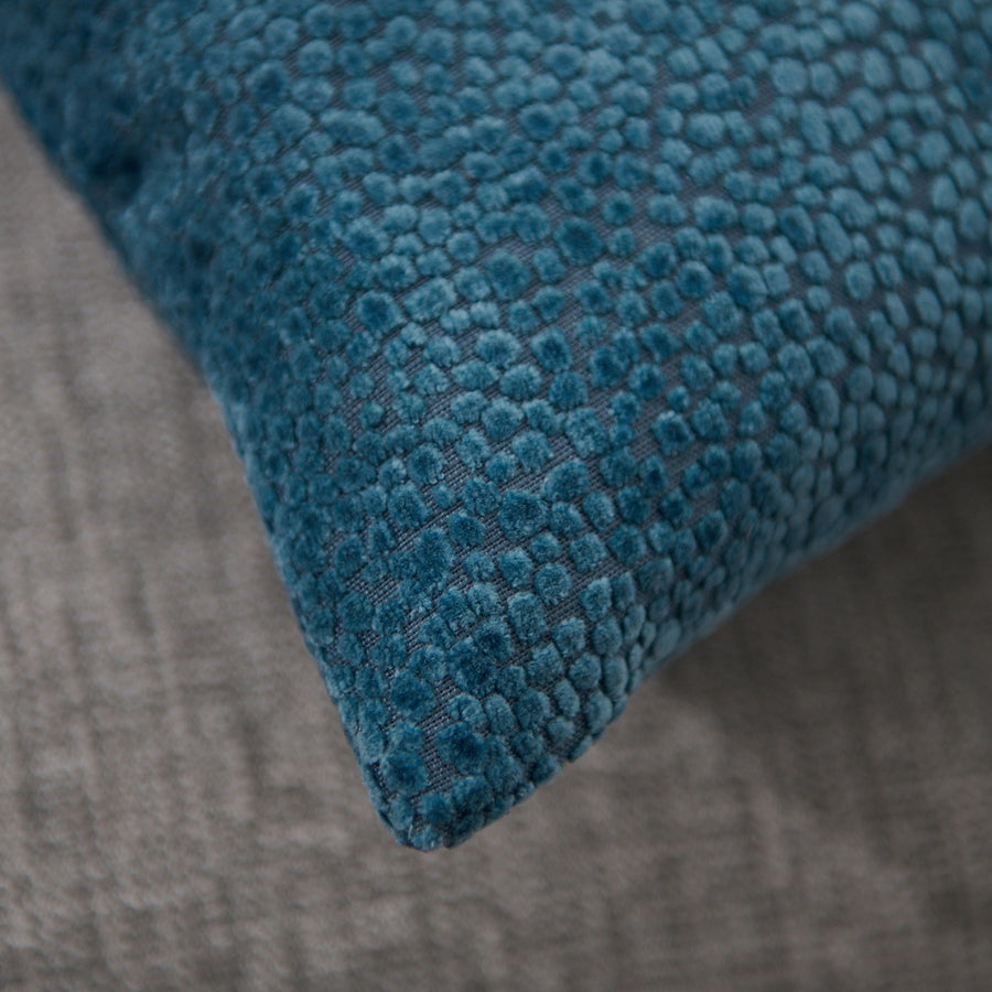 Bingham Velvet Blue Square Cushion - DISC Cut Velvet Bingham Dots Cushion 43X43 Blue Accessories Sterling Home 2