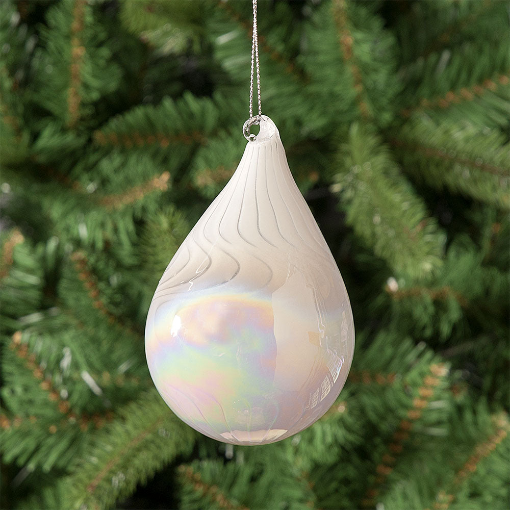 Large Pearl Teardrop Glass Bauble - L Glass Pearl Teardrop Bauble 12CM Accessories Sterling Home 1