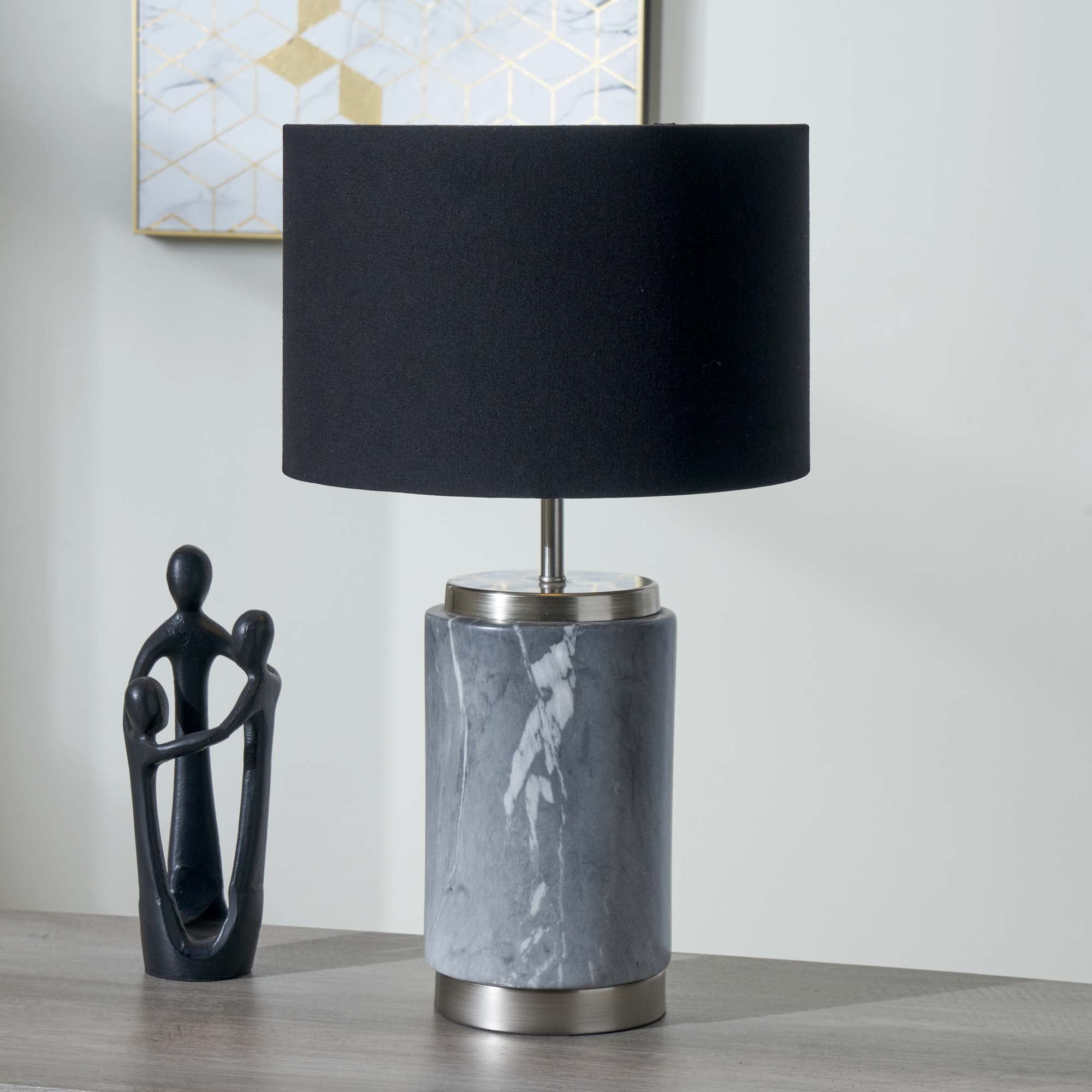 Grey Marble Effect Ceramic Table Lamp - Carrara Grey Marble Effect Ceramic Table Lamp Accessories Sterling Home 1