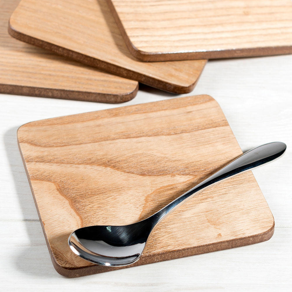 Oak Veneer Set of 4 Coasters - Oak Veneer Nat Coasters Set Of 4 Accessories Sterling Home 1