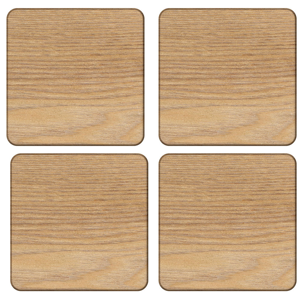 Oak Veneer Set of 4 Coasters - Oak Veneer Nat Coasters Set Of 4 Accessories Sterling Home 2