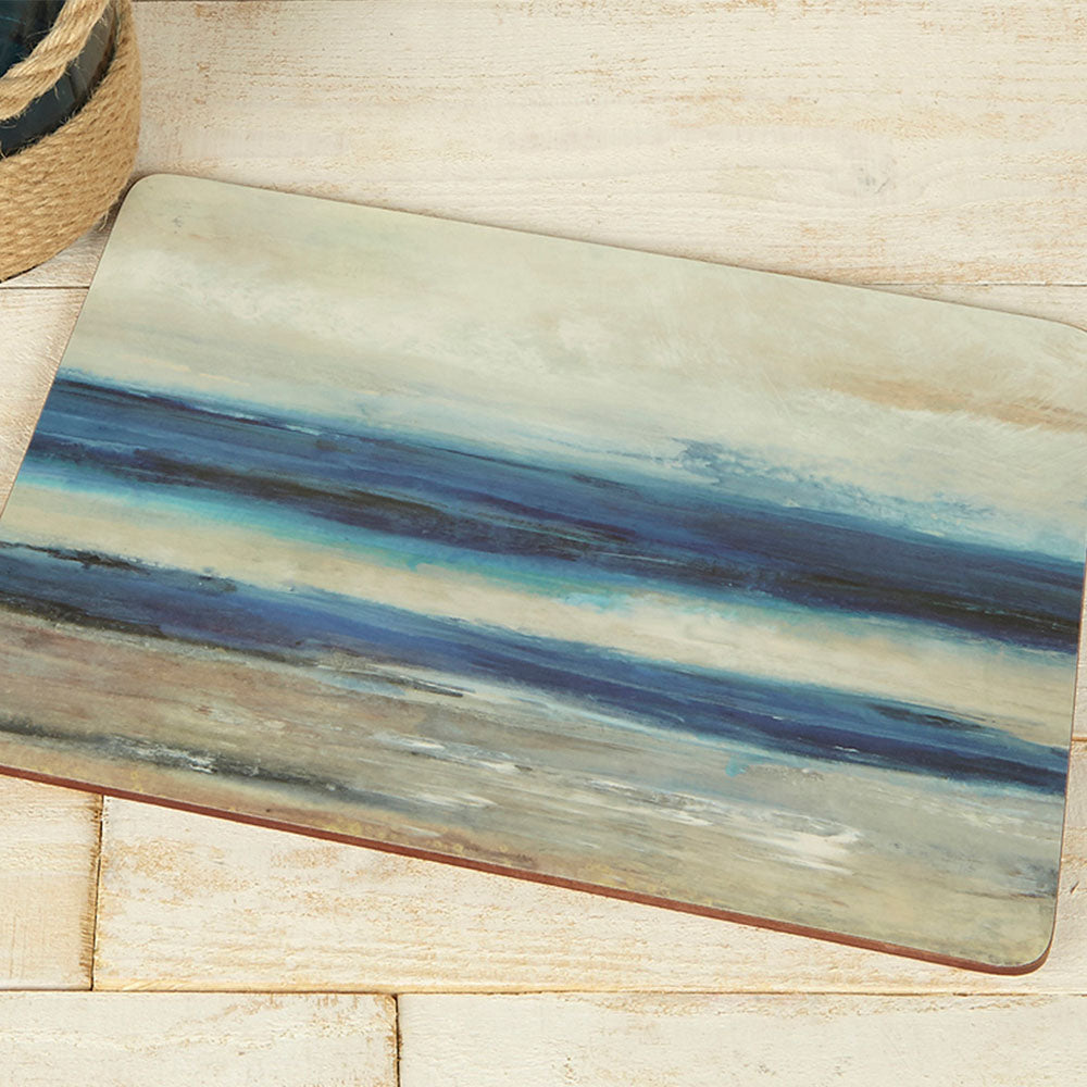 Blue Abstract Set of 4 Placemats - Blue Abstract Prem Placemats Set Of 4 Accessories Sterling Home 1