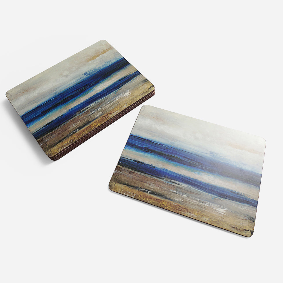 Blue Abstract Set of 4 Placemats - Blue Abstract Prem Placemats Set Of 4 Accessories Sterling Home 3