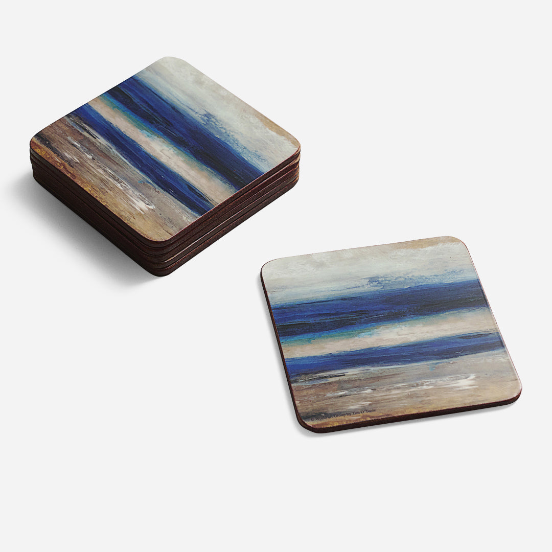 Blue Abstract Set of 6 Coasters - Blue Abstract S/6 Coasters 10.5CM Accessories Sterling Home 2