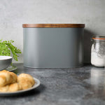 Denby Acacia Lid Grey Bread Bin - Denby Bread Bin With Acacia Lid Grey Accessories Sterling Home 1