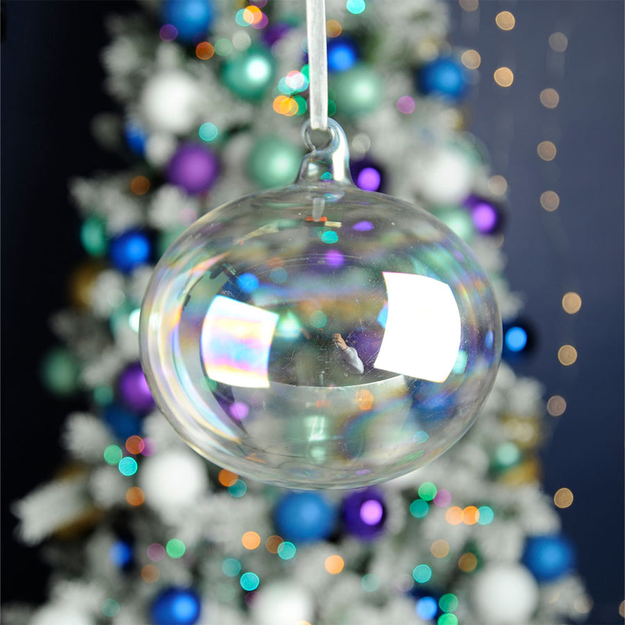 Large Iridescent Glass Bauble - XMAS 15Cm Iridescent Bubble Ball Accessories Sterling Home 2