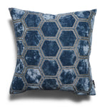 Ivor Hexagon Velvet Blue Square Cushion - Ivor Hex Cut Velvet Sq Cushion Blue 56CM Accessories Sterling Home 2