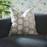 Ivor Hexagon Velvet Cream Square Cushion