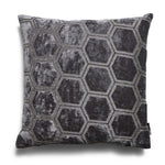 Ivor Hexagon Velvet Grey Square Cushion - Ivor Hex Cut Velvet Sq Cushion Slate 56CM Accessories Sterling Home 2