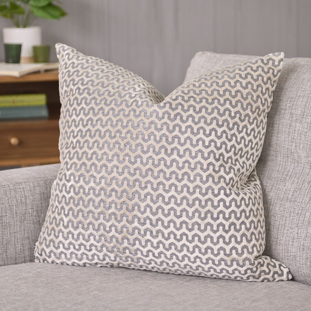 Oslo Velvet Wave Cream Square Cushion - Oslo Velvet Wave Sq Cushion Cream 56CM Accessories Sterling Home 1