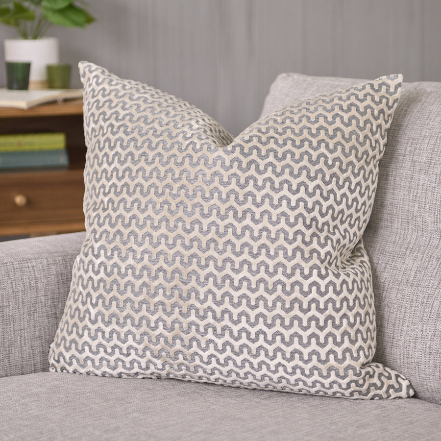 Oslo Velvet Wave Cream Square Cushion - Oslo Velvet Wave Sq Cushion Cream 56CM Accessories Sterling Home 1