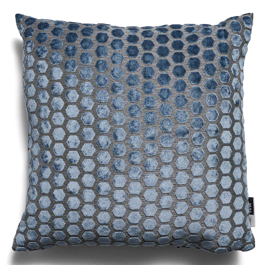 Jorvik Hex Cut Velvet Blue Square Pillow - Jorvik Hex Cut Velvet Sq Cushion Blue 43Cm Accessories Sterling Home 2
