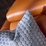 Jorvik Hex Cut Velvet Blue Square Pillow - Jorvik Hex Cut Velvet Sq Cushion Blue 43Cm Accessories Sterling Home 4