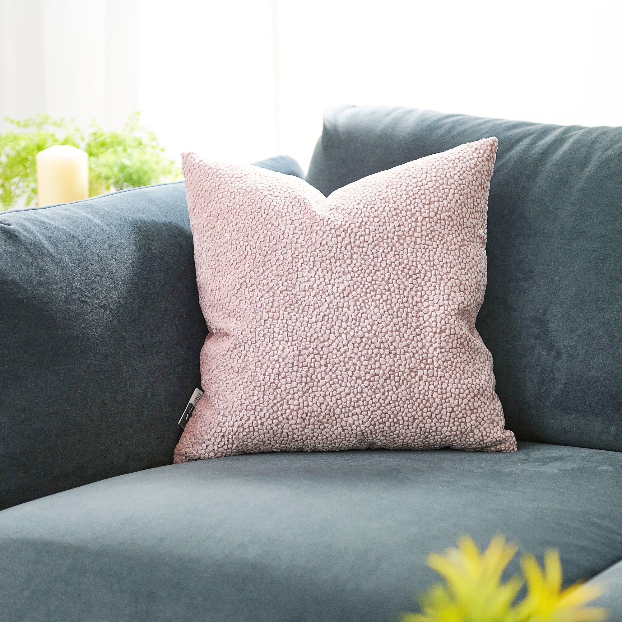 Bingham Velvet Pink Square Cushion - Bingham Putty Dots Sq Cushion Pink 43CM Accessories Sterling Home 1