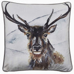 Boris Printed Winter Stag Square Cushion - Boris Printed Winter tag Velvet 45x45CM Cushion Accessories Sterling Home 1