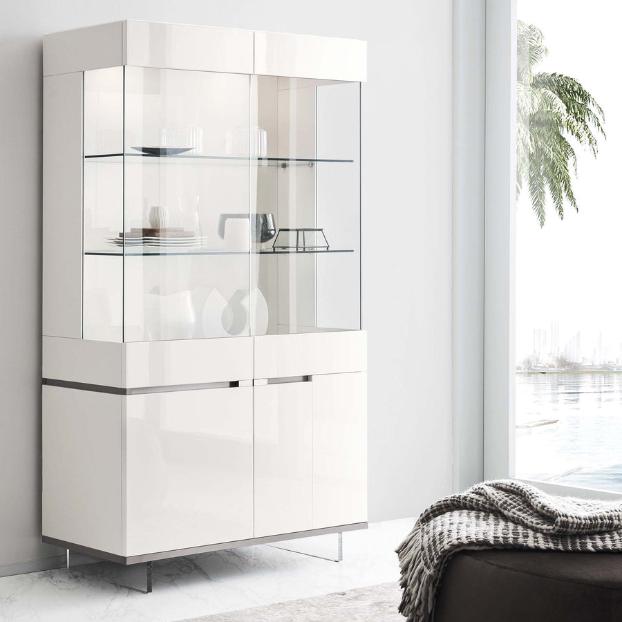 Imperia 2 Door Sideboard - 2 Door Curio Cabinet White High Gloss Storage Sterling Home 2