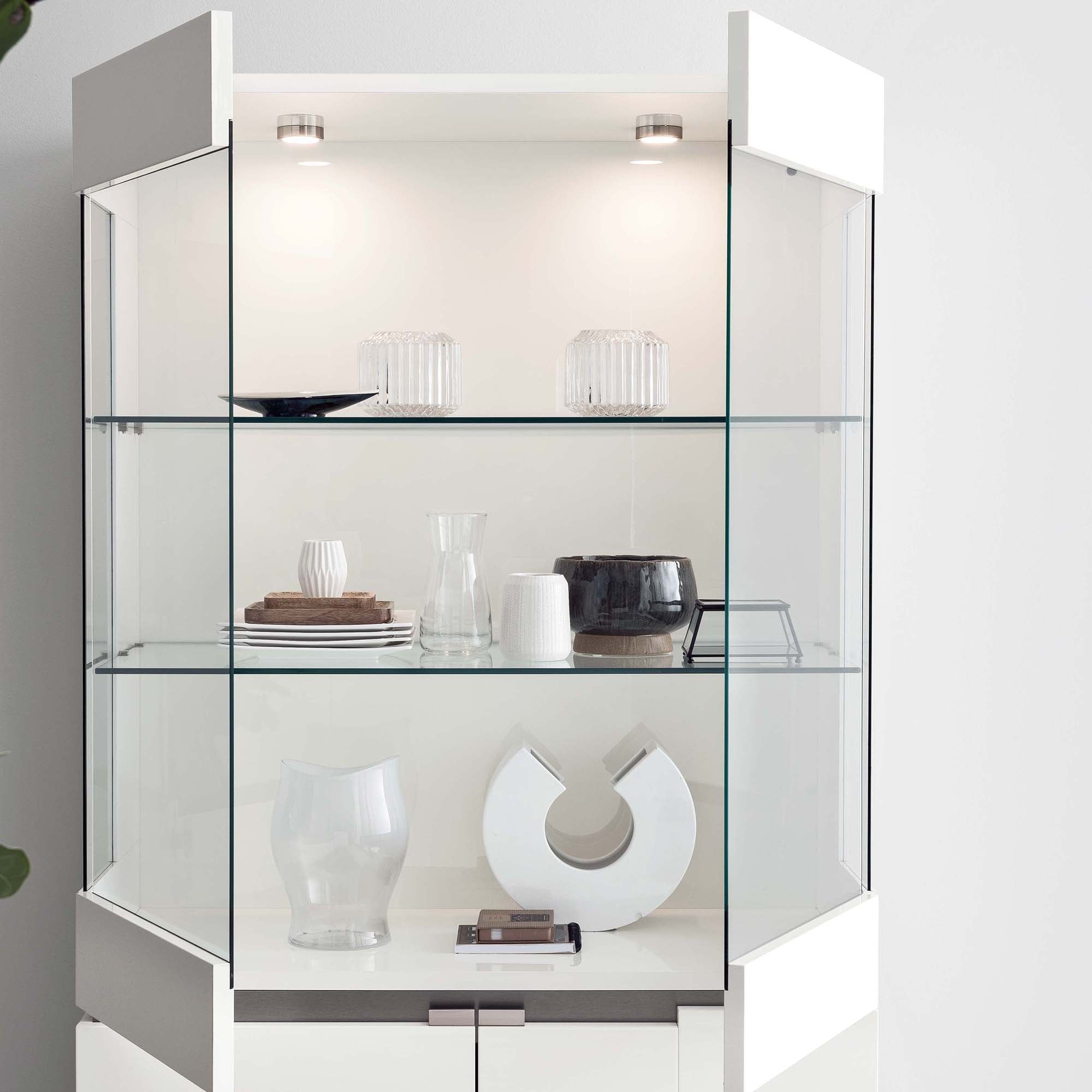 Imperia 2 Door Sideboard - 2 Door Curio Cabinet White High Gloss Storage Sterling Home 3