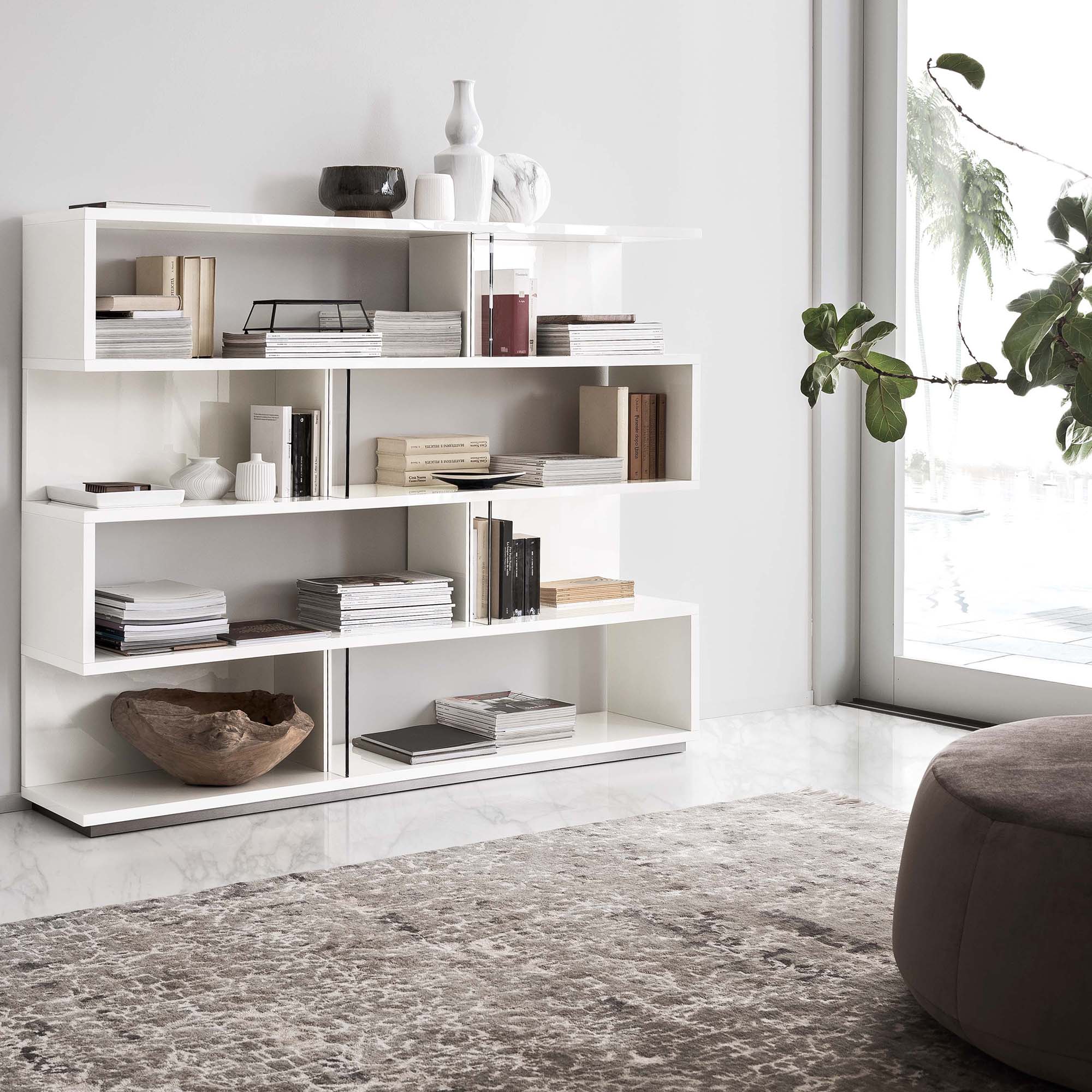 Imperia Bookcase - Bookcase White High Gloss Storage Sterling Home 2