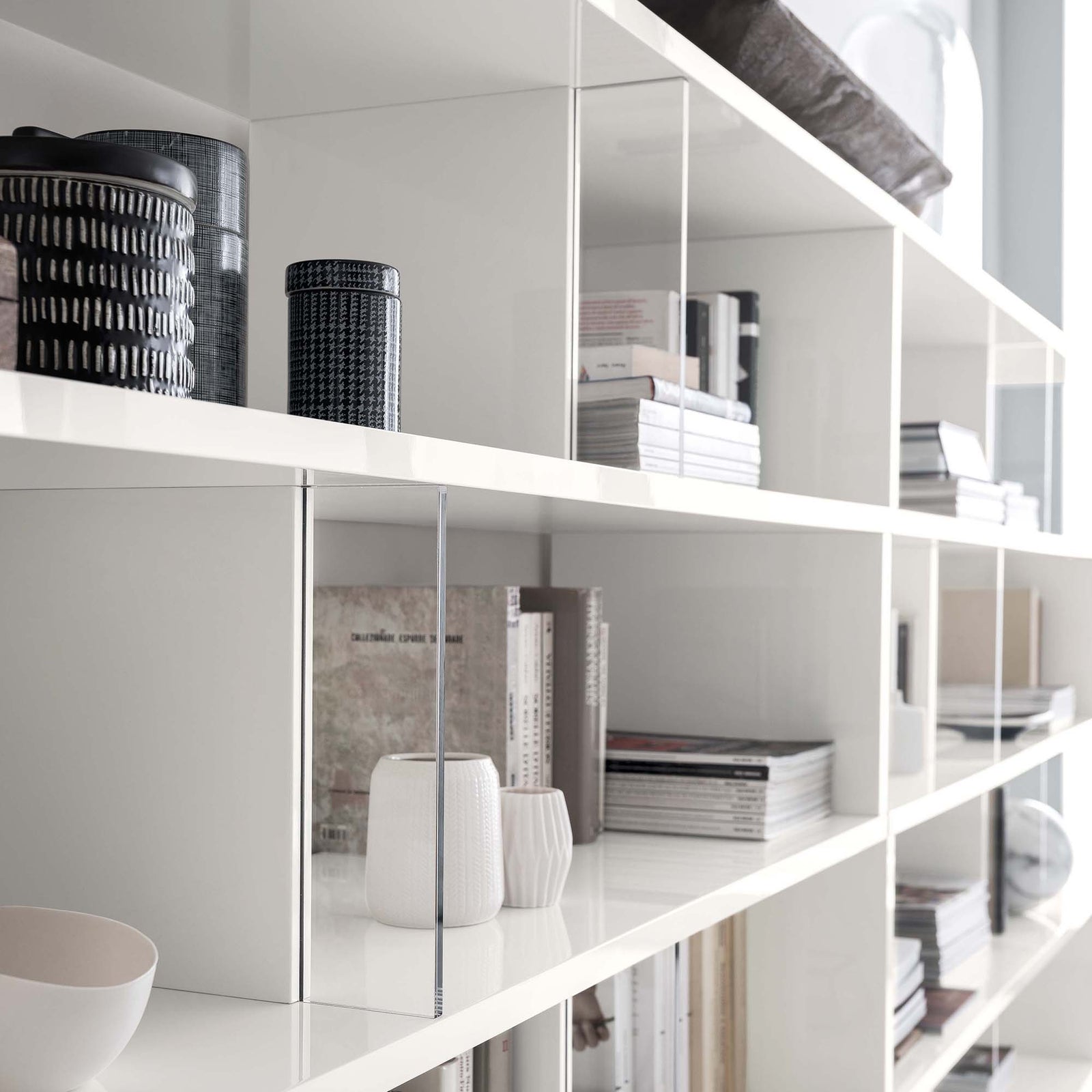 Imperia Bookcase - Bookcase White High Gloss Storage Sterling Home 3