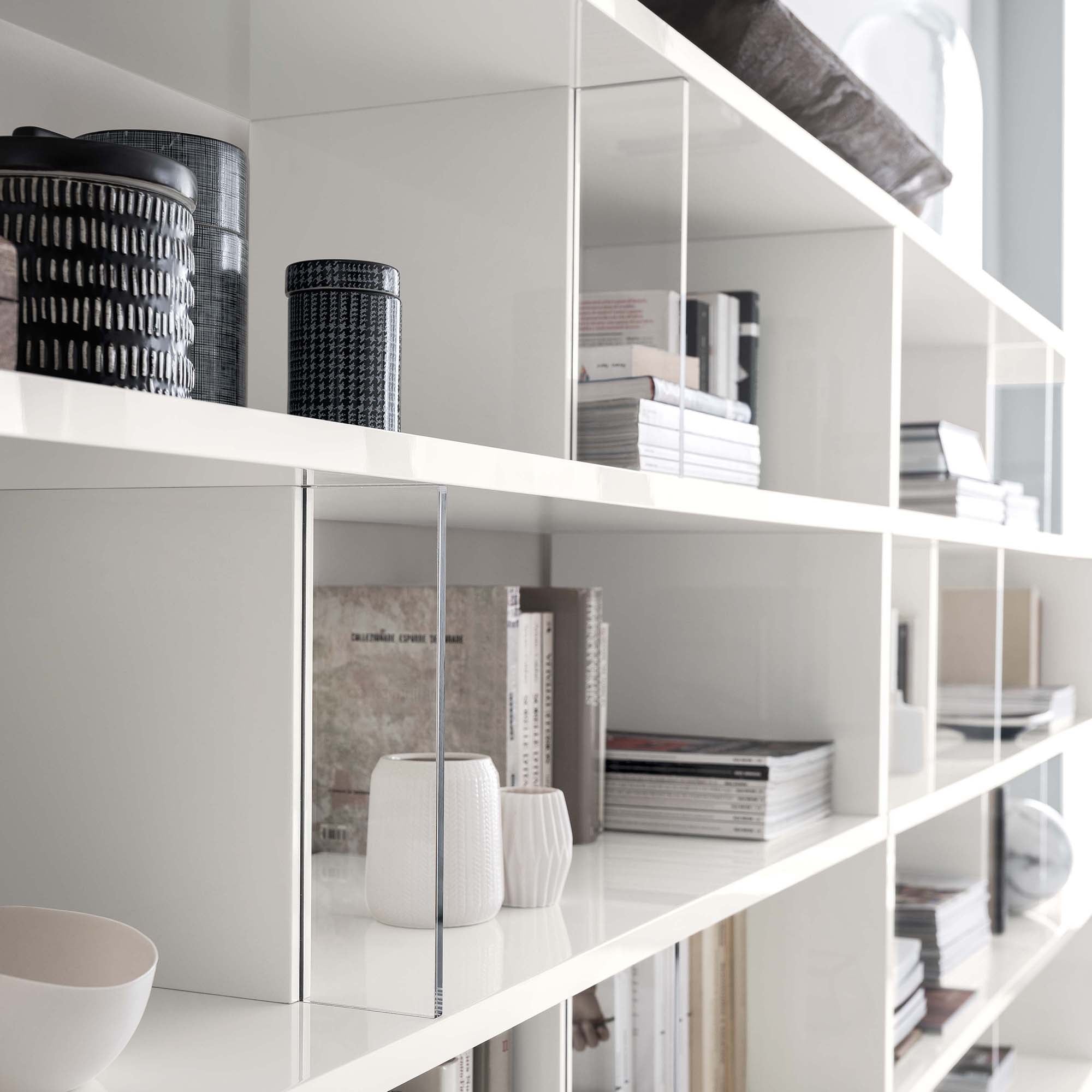 Imperia Bookcase - Bookcase White High Gloss Storage Sterling Home 3