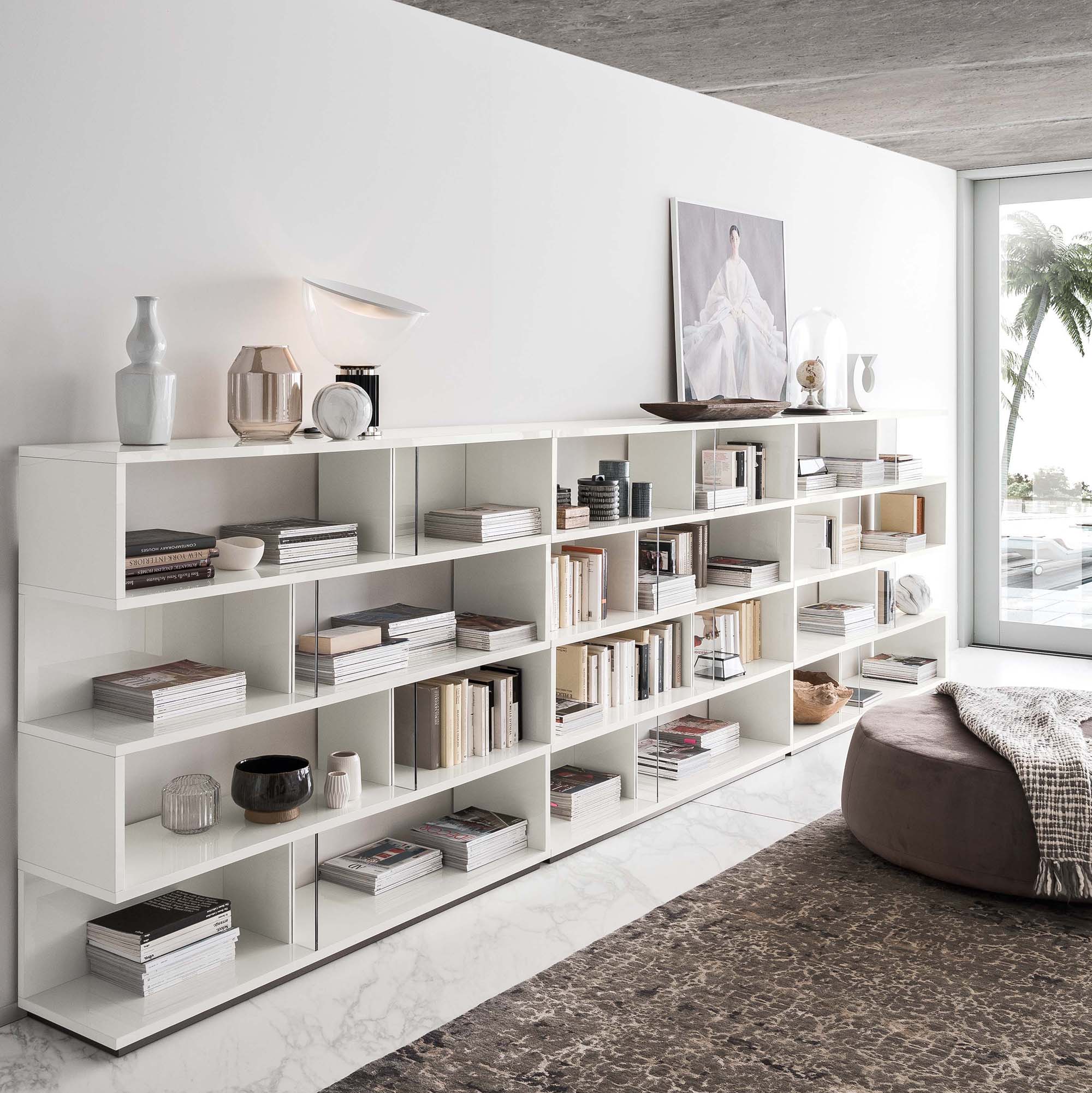 Imperia Bookcase - Bookcase White High Gloss Storage Sterling Home 4