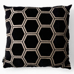 Ivor Hexagon Velvet Black Square Cushion - Ivor Hex Cut Sq Cushion Blk/Chmp 56cm Accessories Sterling Home 2