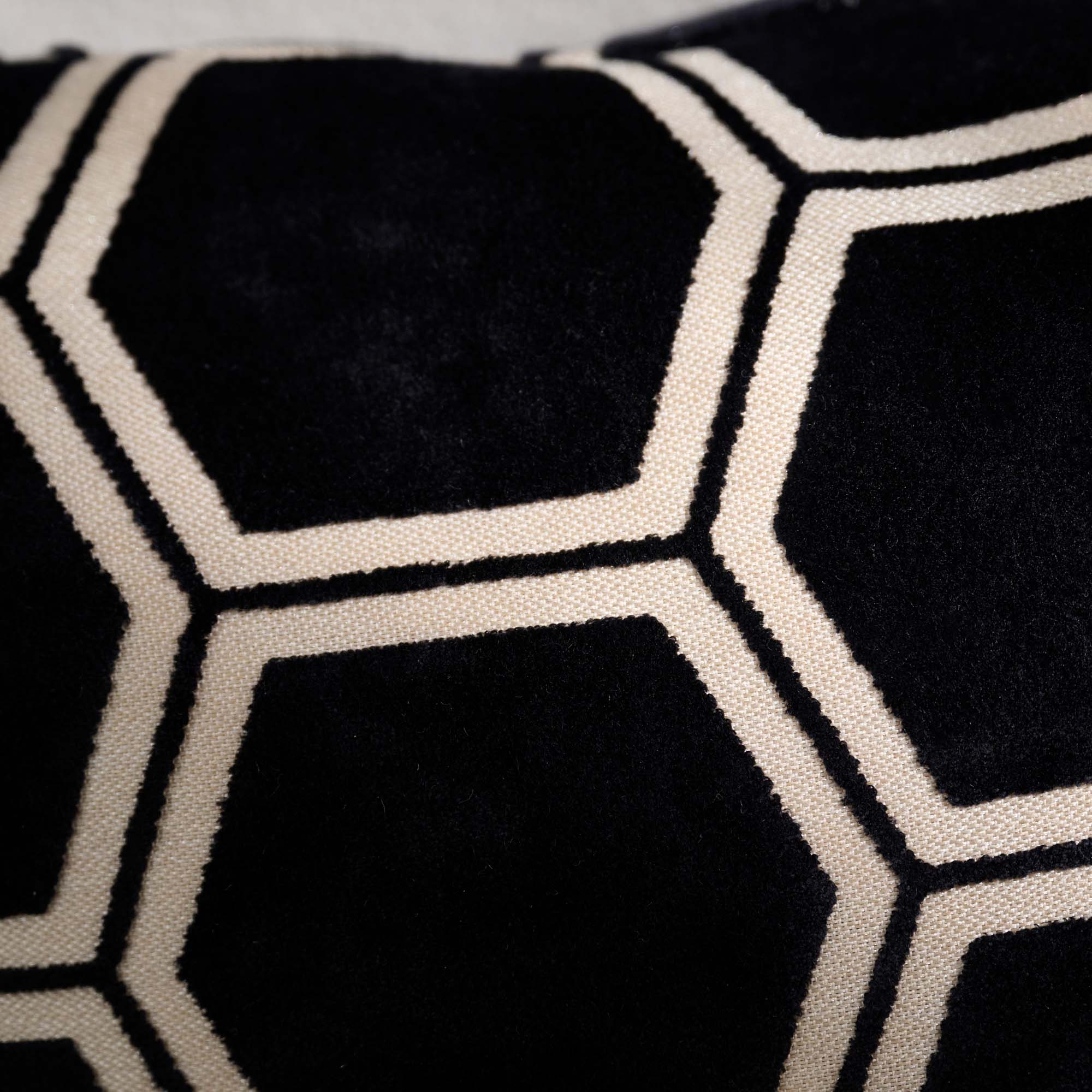 Ivor Hexagon Velvet Black Square Cushion - Ivor Hex Cut Sq Cushion Blk/Chmp 56cm Accessories Sterling Home 3