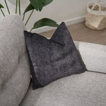 Bingham Velvet Black Square Cushion - Cut Velvet Bingham Dots Cushion 43X43 Black Accessories Sterling Home 1