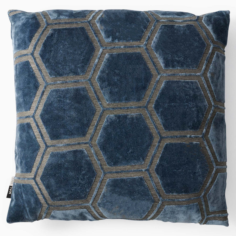 Ivor Hexagon Velvet Blue Square Cushion - Ivor Blue Cushion 43x43CM Accessories Sterling Home 2