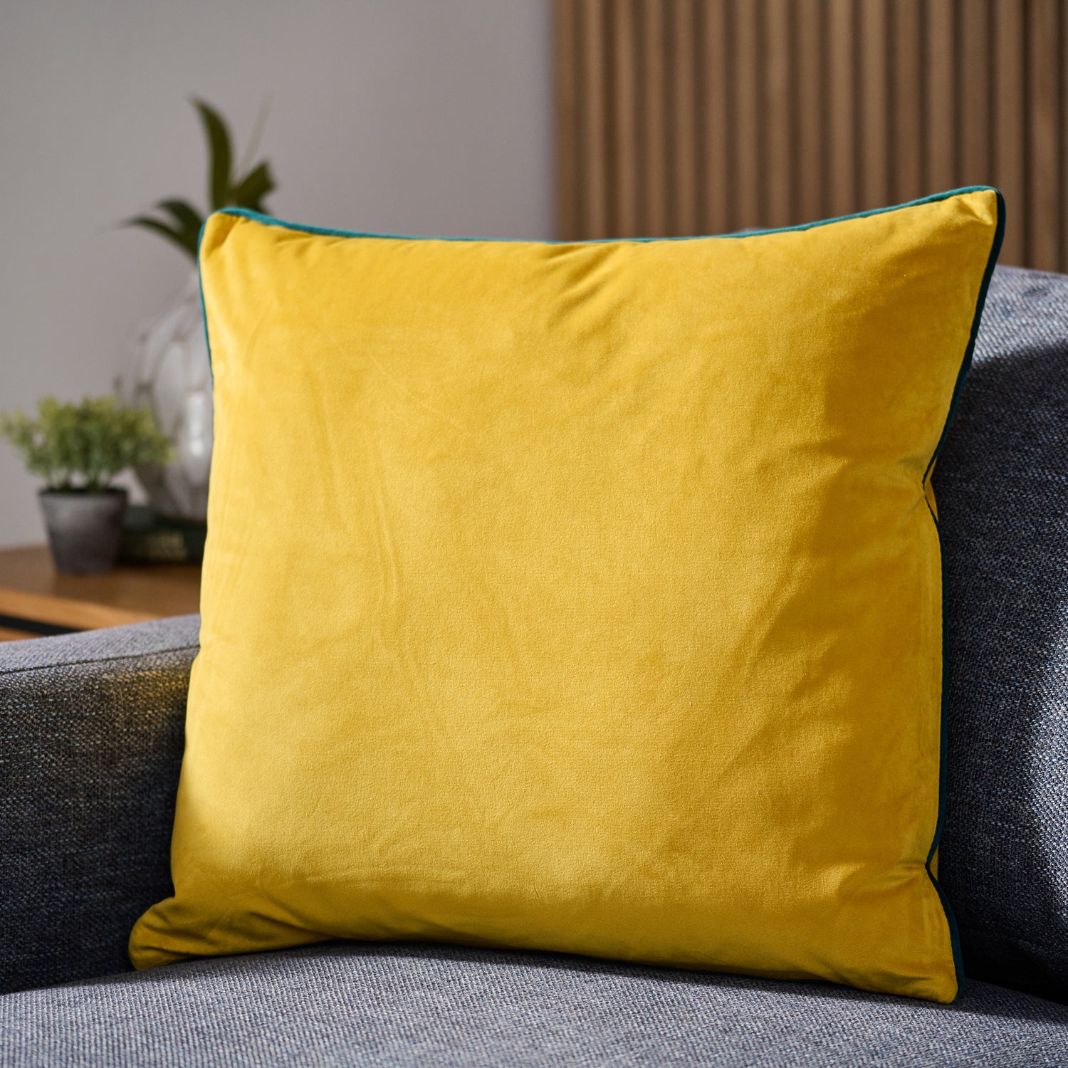 Meridian Velvet Green And Blue Square Cushion - DISC Meridian SQ Cushion Cylon & Teal Poly Filled Accessories Sterling Home 1