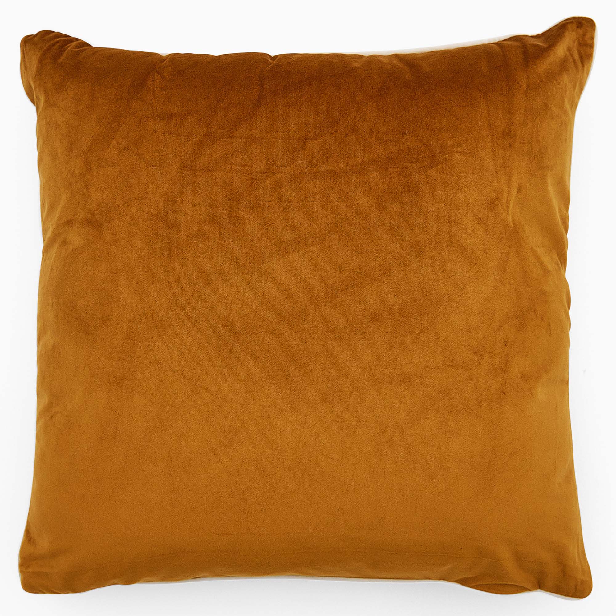 Meridian Velvet Orange And White Square Cushion - DISC Meridian SQ Cushion Ginger/Ecru Poly Filled Accessories Sterling Home 2