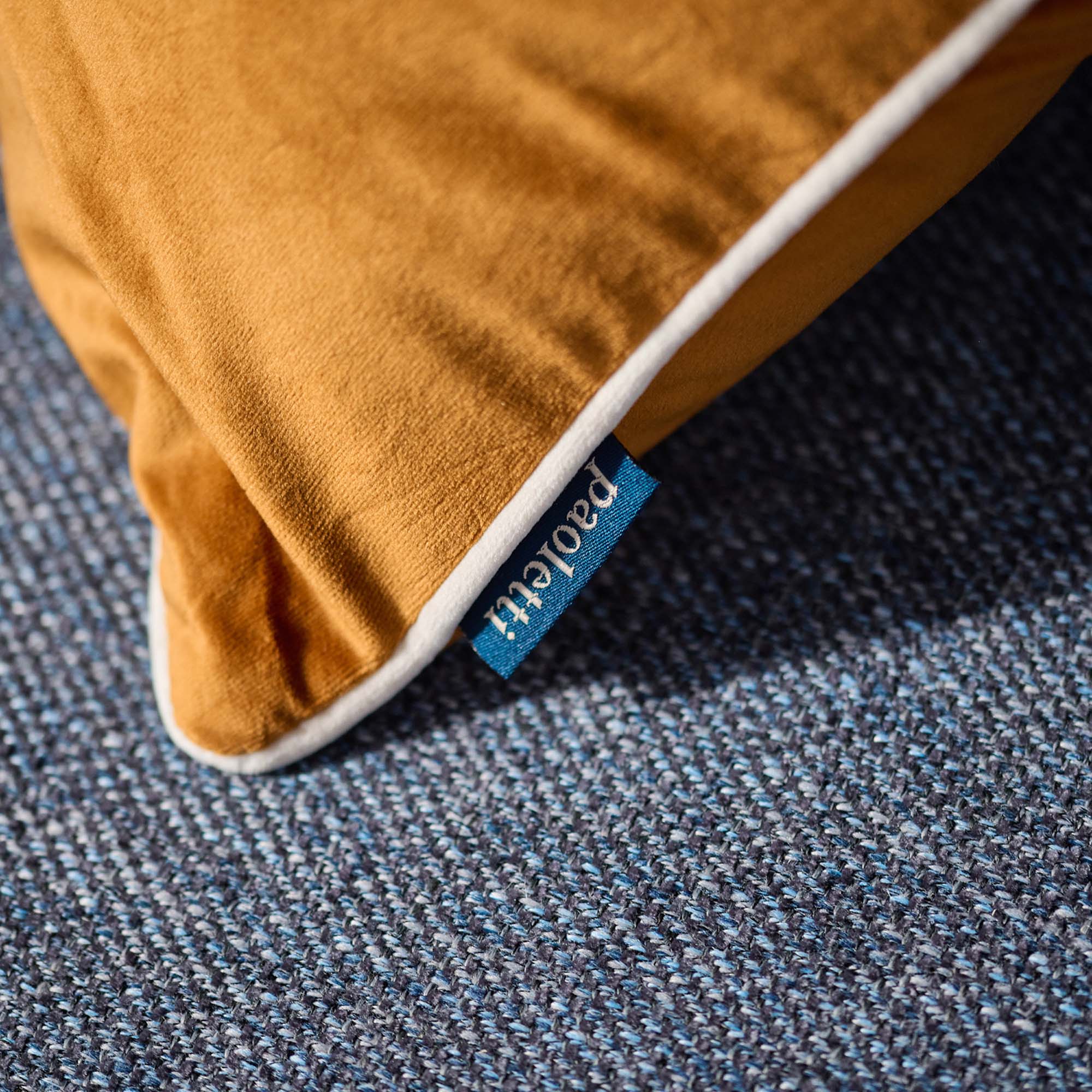 Meridian Velvet Orange And White Square Cushion - DISC Meridian SQ Cushion Ginger/Ecru Poly Filled Accessories Sterling Home 4