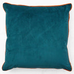 Meridian Velvet Blue And Orange Square Cushion - DISC Meridian SQ Cushion Teal & Tiger Poly filled Accessories Sterling Home 2