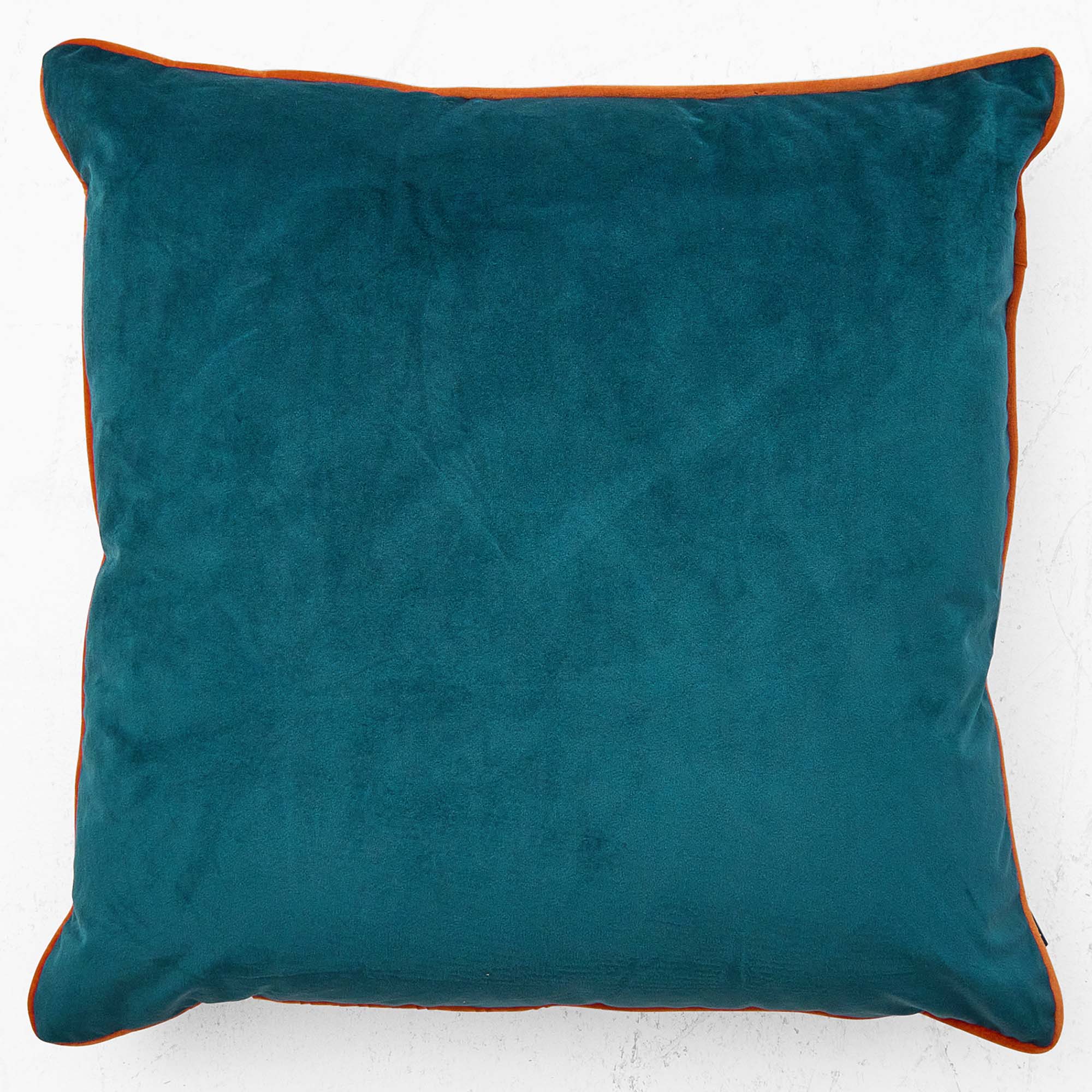 Meridian Velvet Blue And Orange Square Cushion - DISC Meridian SQ Cushion Teal & Tiger Poly filled Accessories Sterling Home 2