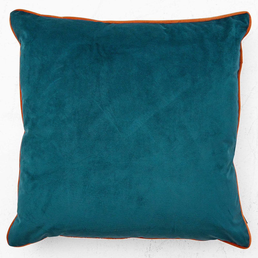 Meridian Velvet Blue And Orange Square Cushion - DISC Meridian SQ Cushion Teal & Tiger Poly filled Accessories Sterling Home 2