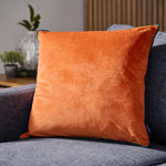 Meridian Velvet Orange And Blue Square Cushion - DISC Meridian SQ Cushion Tiger & Teal Poly filled Accessories Sterling Home 1