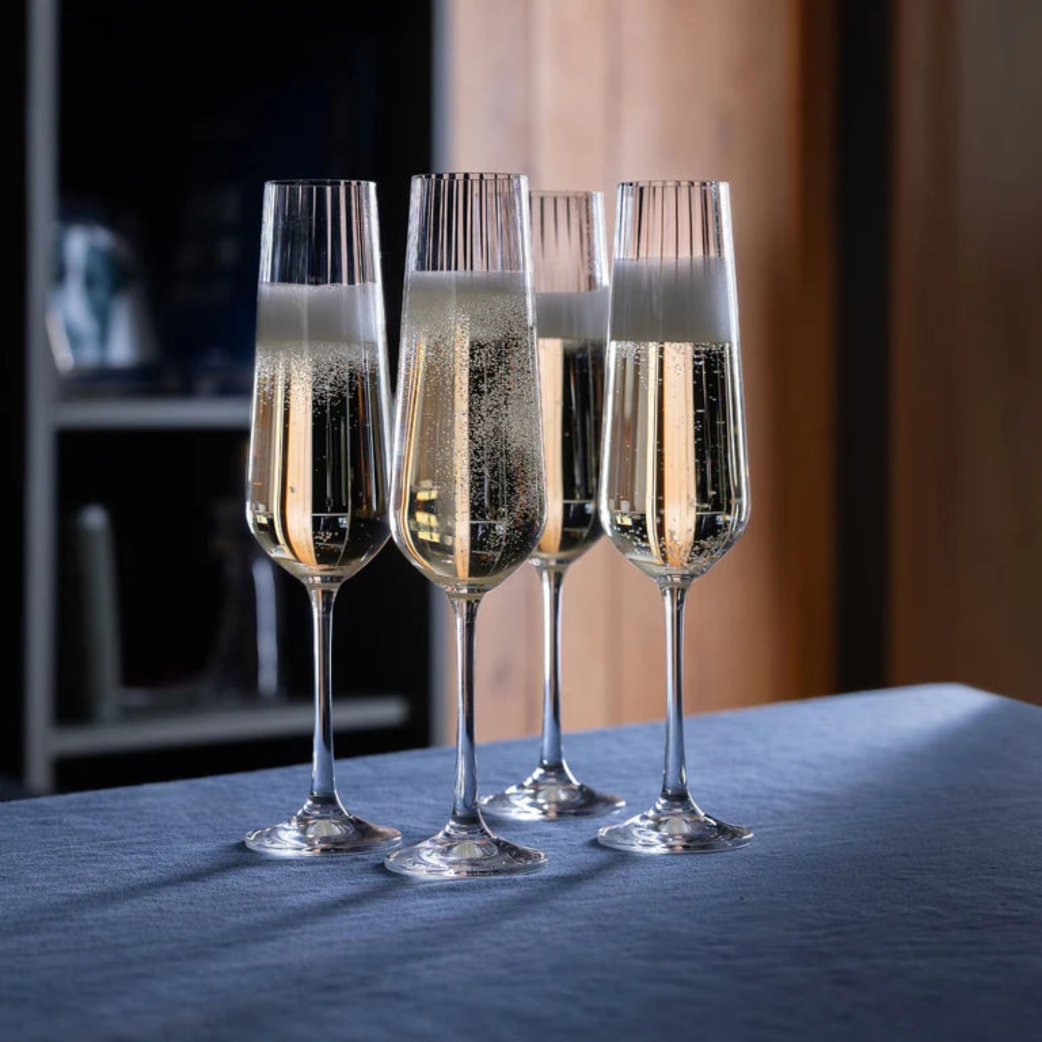 Cheers! Optic Pack Of 4 Champagne Flute Glasses - DISC Cheers! Optic Champagne Flute 4Pk Sterling Home 1
