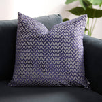 Oslo Velvet Wave Dark Blue Square Cushion - Cut Velvet Oslo 56X56 Cushion Navy Accessories Sterling Home 1