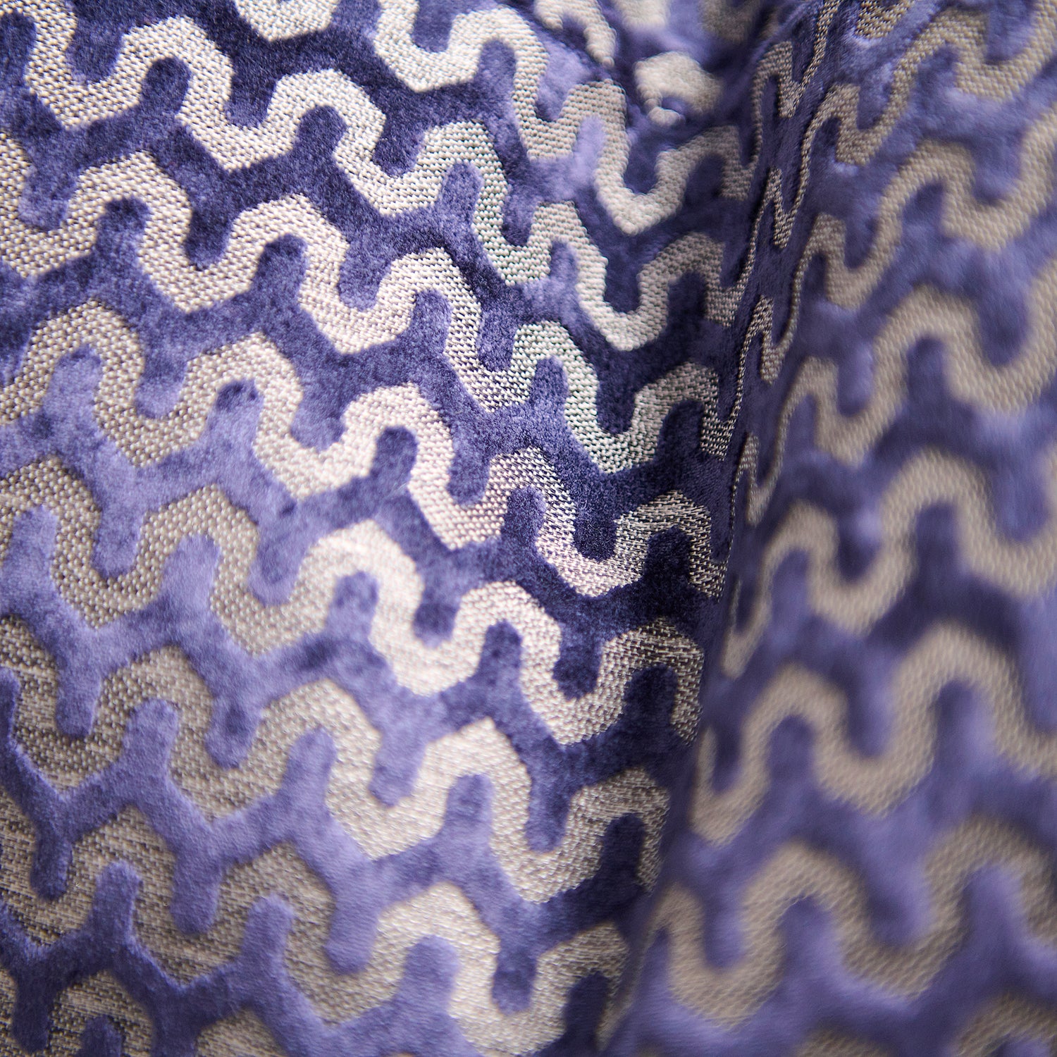 Oslo Velvet Wave Dark Blue Square Cushion - Cut Velvet Oslo 56X56 Cushion Navy Accessories Sterling Home 2