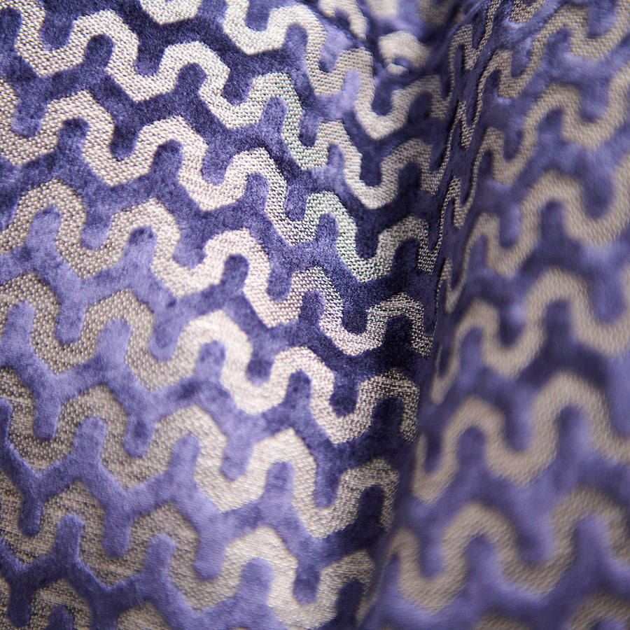 Oslo Velvet Wave Dark Blue Square Cushion - Cut Velvet Oslo 56X56 Cushion Navy Accessories Sterling Home 2