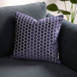 Jorvik Hex Cut Velvet Dark Blue Square Pillow - Cut Velvet Jorvik 43X43 Cushion Navy Accessories Sterling Home 1