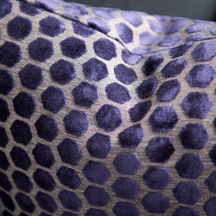 Jorvik Hex Cut Velvet Dark Blue Square Pillow - Cut Velvet Jorvik 43X43 Cushion Navy Accessories Sterling Home 2