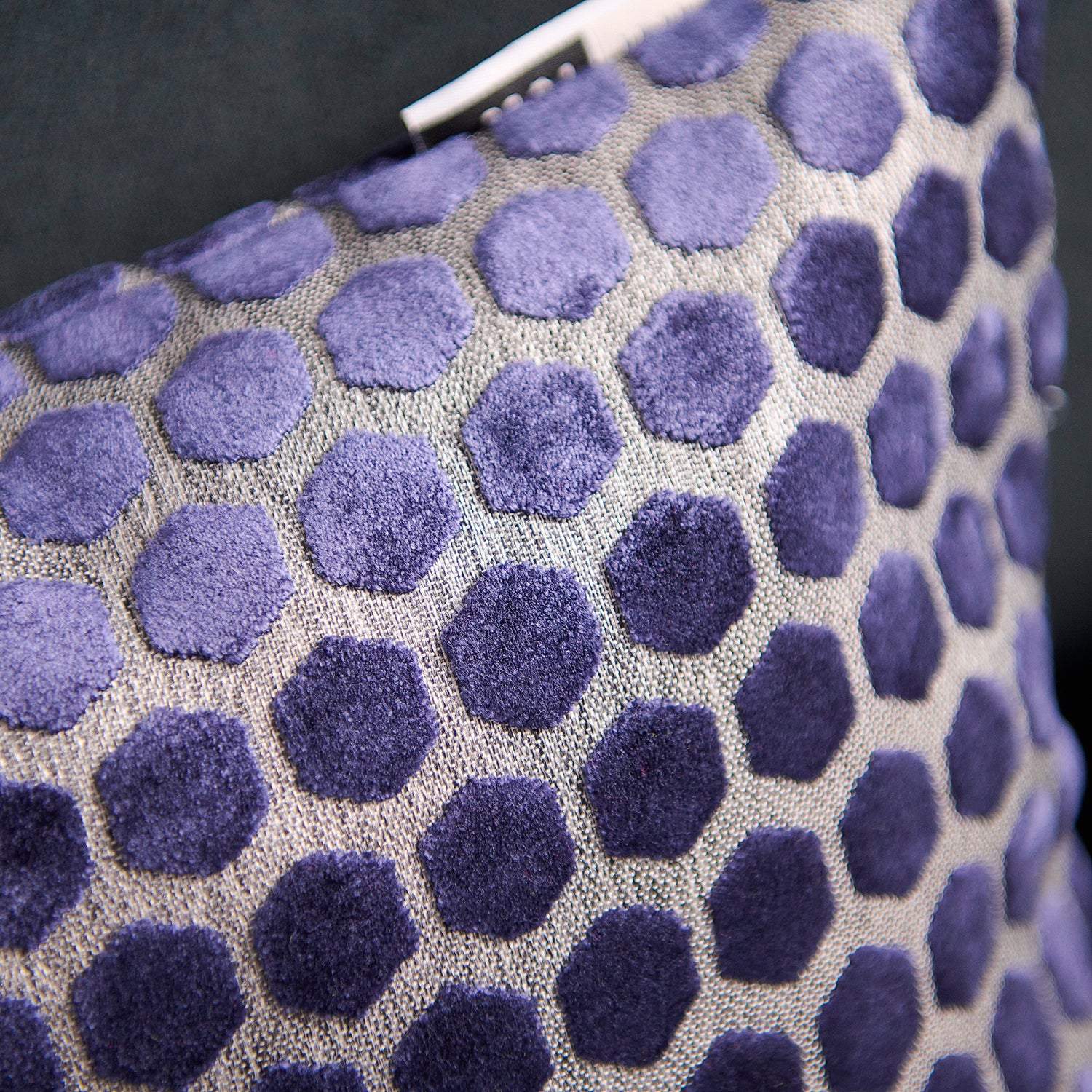 Jorvik Hex Cut Velvet Dark Blue Square Pillow - Cut Velvet Jorvik 43X43 Cushion Navy Accessories Sterling Home 3