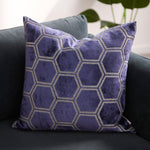 Ivor Hexagon Velvet Blue Square Cushion - Cut Velvet Ivor 56X56 Cushion Navy Accessories Sterling Home 1