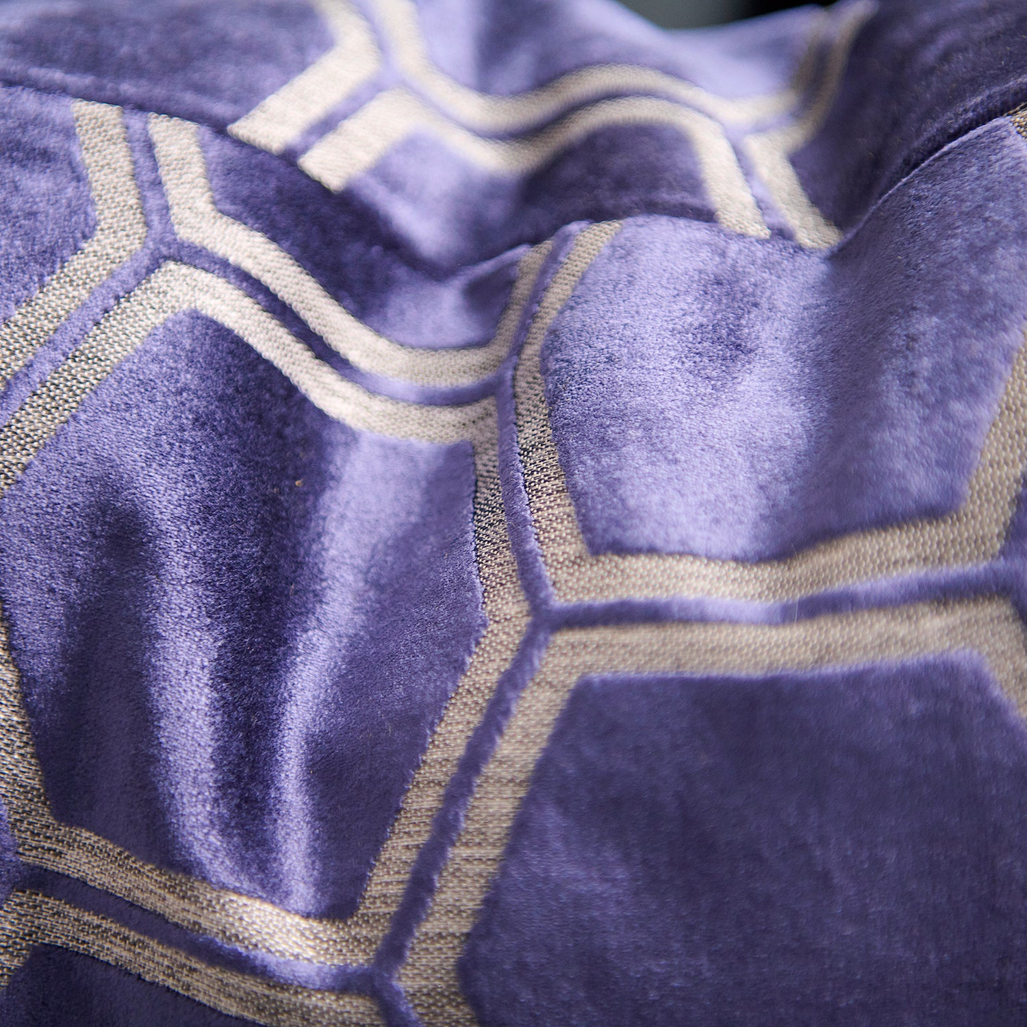 Ivor Hexagon Velvet Blue Square Cushion - Cut Velvet Ivor 56X56 Cushion Navy Accessories Sterling Home 2