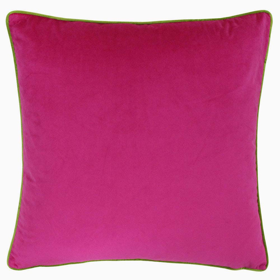 Meridian Velvet Pink And Green Square Cushion - DISC Meridian SQ Cushion Hot Pink & Lime 55Cm Accessories Sterling Home 1