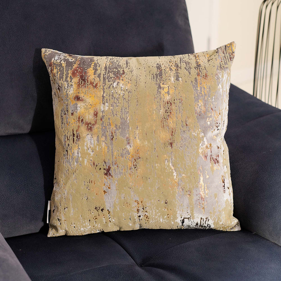 Flock Foil Silver Square Cushion - Flock Foil Velvet Cushion 45 X 45 Silver Accessories Sterling Home 1
