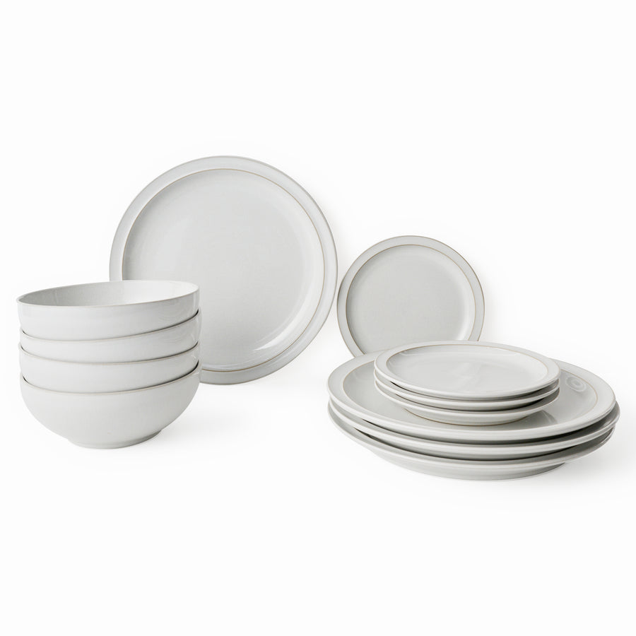 Denby White Set Of 12 Dinnerware Set - Cotton White Tableware Set of 12 Accessories Sterling Home 2